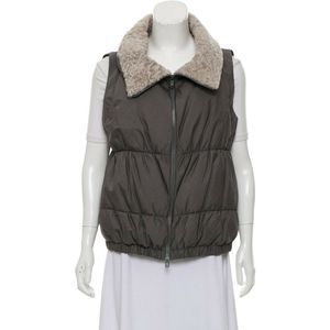 Brunello Cucinelli Medium Grey Vest Down Silk Fur